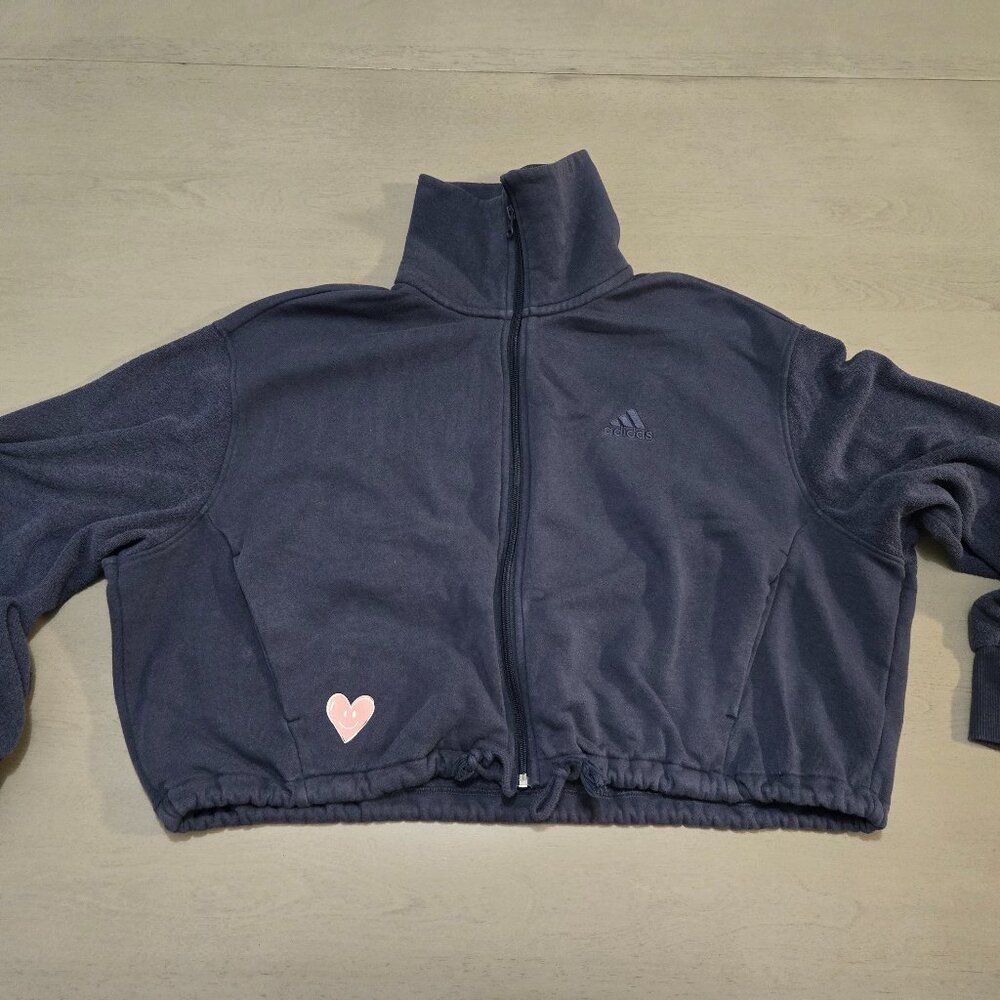 Adidas "WS No Boundaries" Heart Fleece Crop Jacket